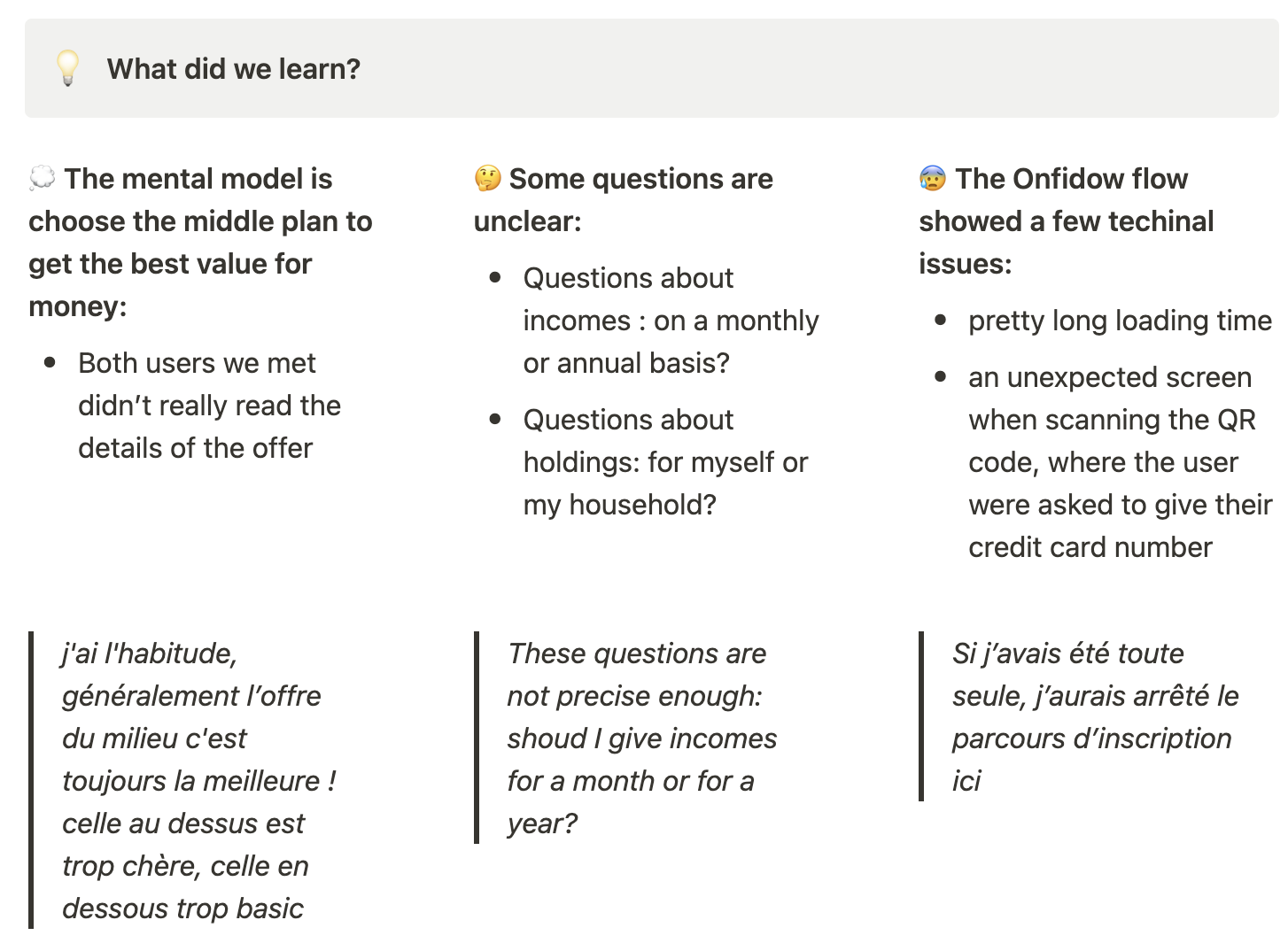 Insights collectés